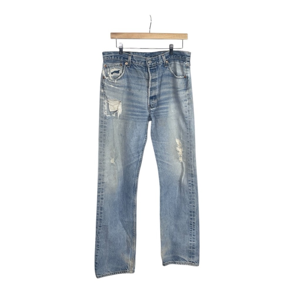 Vintage 1990 501 xx Mens Grunge Destroyed Light Wash Jeans